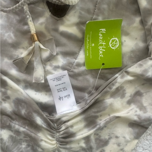 Blue Life one piece halter with crochet deep v tie dye - Picture 7 of 10